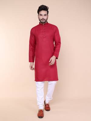 Men's maroon cotton kurta 1