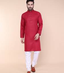 Men's maroon cotton kurta