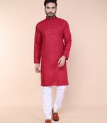 Men's maroon cotton kurta