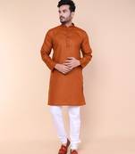 Men's rust cotton kurta
