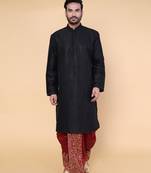 Men's black silk kurta