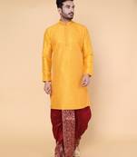Men's orange silk kurta