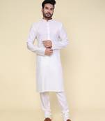 Men's cream art silk kurta