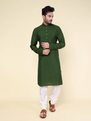 Men's mint green art silk kurta 1
