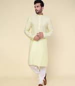 Men's yellow art silk kurta