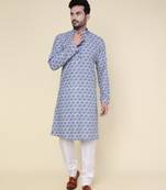 Men's grey silk blend kurta