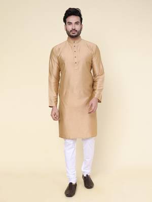 Men's rose gold soft silk kurta 1