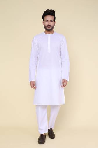 Men's white cotton kurta