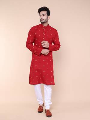 Men's maroon cotton kurta 1