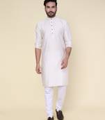 Men's cream soft silk kurta