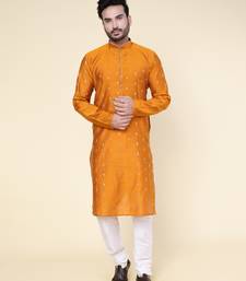 Men's rust silk kurta