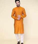 Men's rust silk kurta