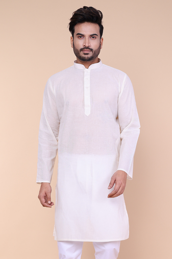 Men's cream cotton kurta