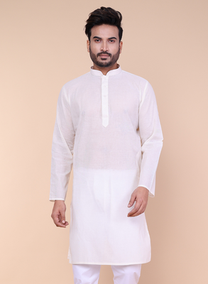 Men's cream cotton kurta 1