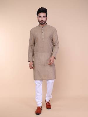 Men's grey cotton kurta 1