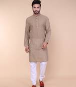 Men's grey cotton kurta