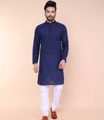 Men's navy blue cotton kurta