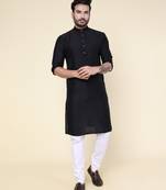 Men's black soft silk kurta