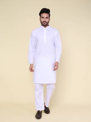 Men's white pure cotton kurta 1