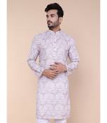Men's multi colour cotton silk kurta