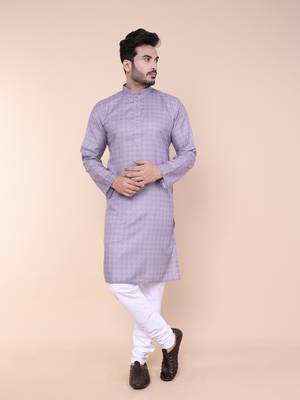 Men's mouve cotton silk kurta 1