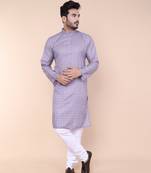Men's mouve cotton silk kurta