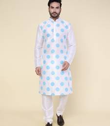 Men's white silk kurta