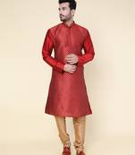 Men's maroon silk kurta