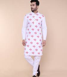 Men's white cotton kurta