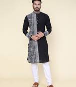 Men's black silk kurta