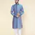 men's hand painted aqua silk kurta