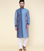 Men's aqua silk kurta
