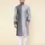 men's grey pure silk hand painted kurta