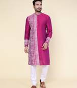 Men's dark purple silk kurta