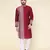 men's maroon hand painted silk kurta