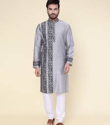 Men's grey silk kurta
