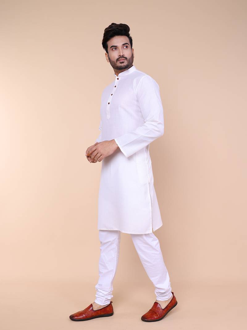 Men's cream cotton kurta | wedding, festival & eid ethnic wear