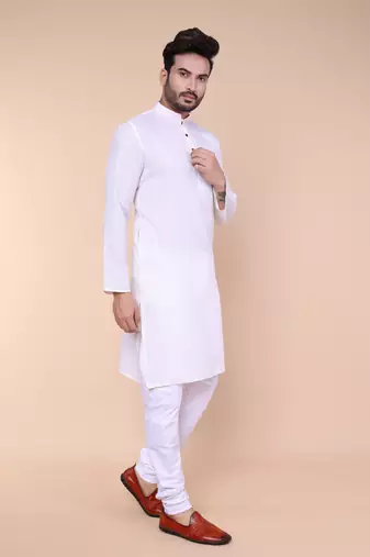 Men's cream cotton kurta | wedding, festival & eid ethnic wear