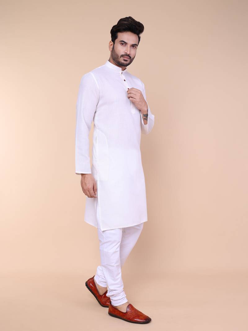 Men's cream cotton kurta | wedding, festival & eid ethnic wear
