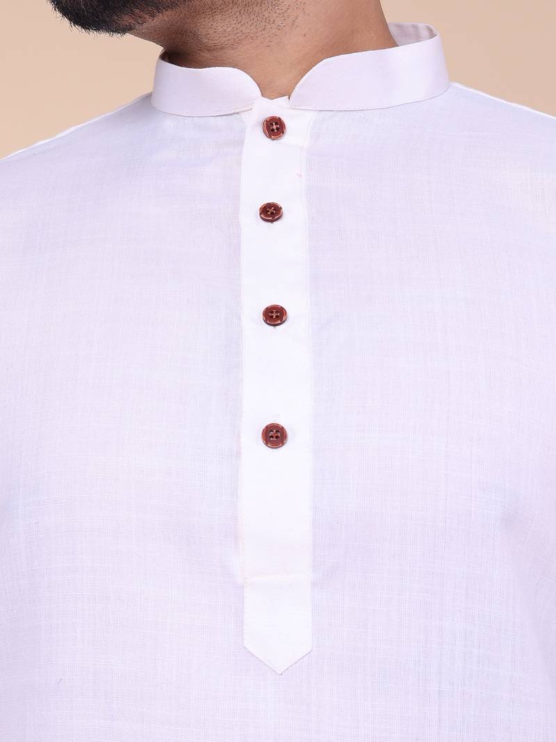 Men's cream cotton kurta | wedding, festival & eid ethnic wear