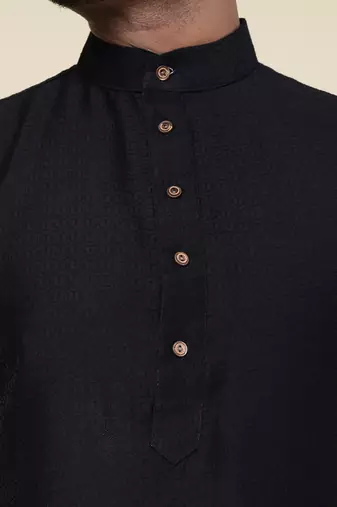 Men's black soft silk kurta