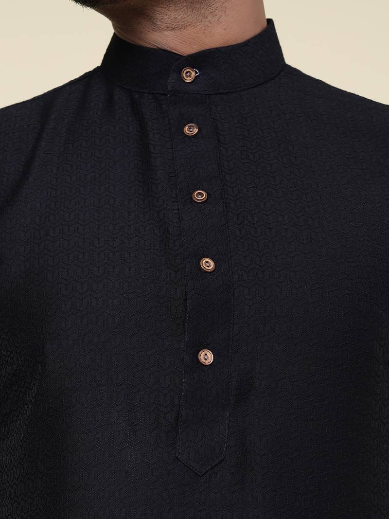 Men's black soft silk kurta