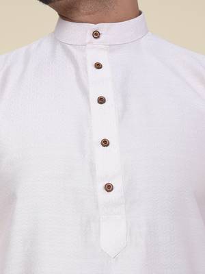 Men's cream soft silk kurta 4