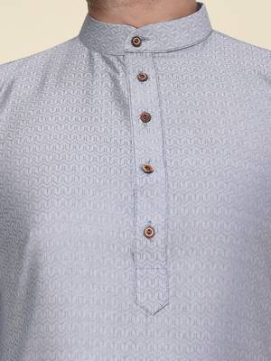 Men's grey soft silk kurta 4