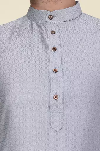 Men's grey soft silk kurta