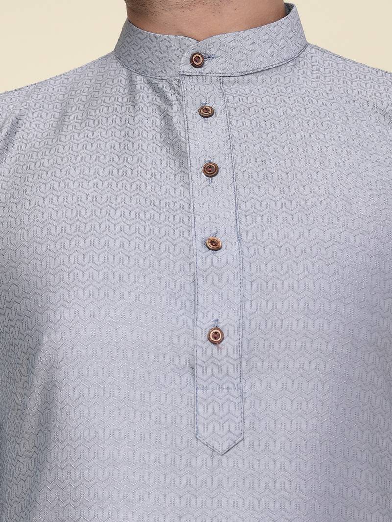 Men's grey soft silk kurta