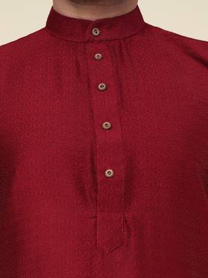 Men's maroon soft silk kurta 4