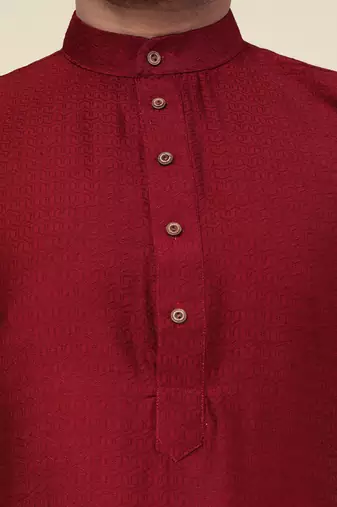 Men's maroon soft silk kurta