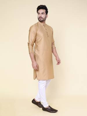 Men's rose gold soft silk kurta 2