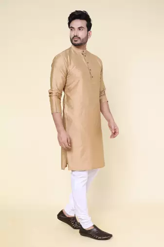 Men's rose gold soft silk kurta